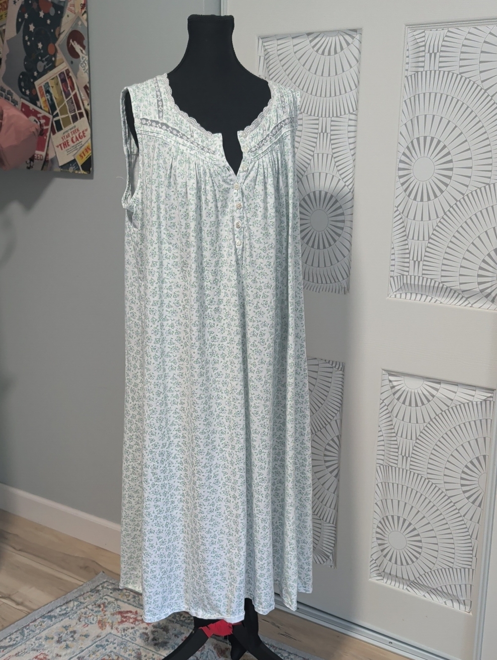 Sleeveless Floral Cotton Nightgown